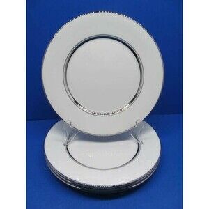 Oxford Lexington 8" Salad Dessert Plates Platinum Trim Bone China Bundle of 5